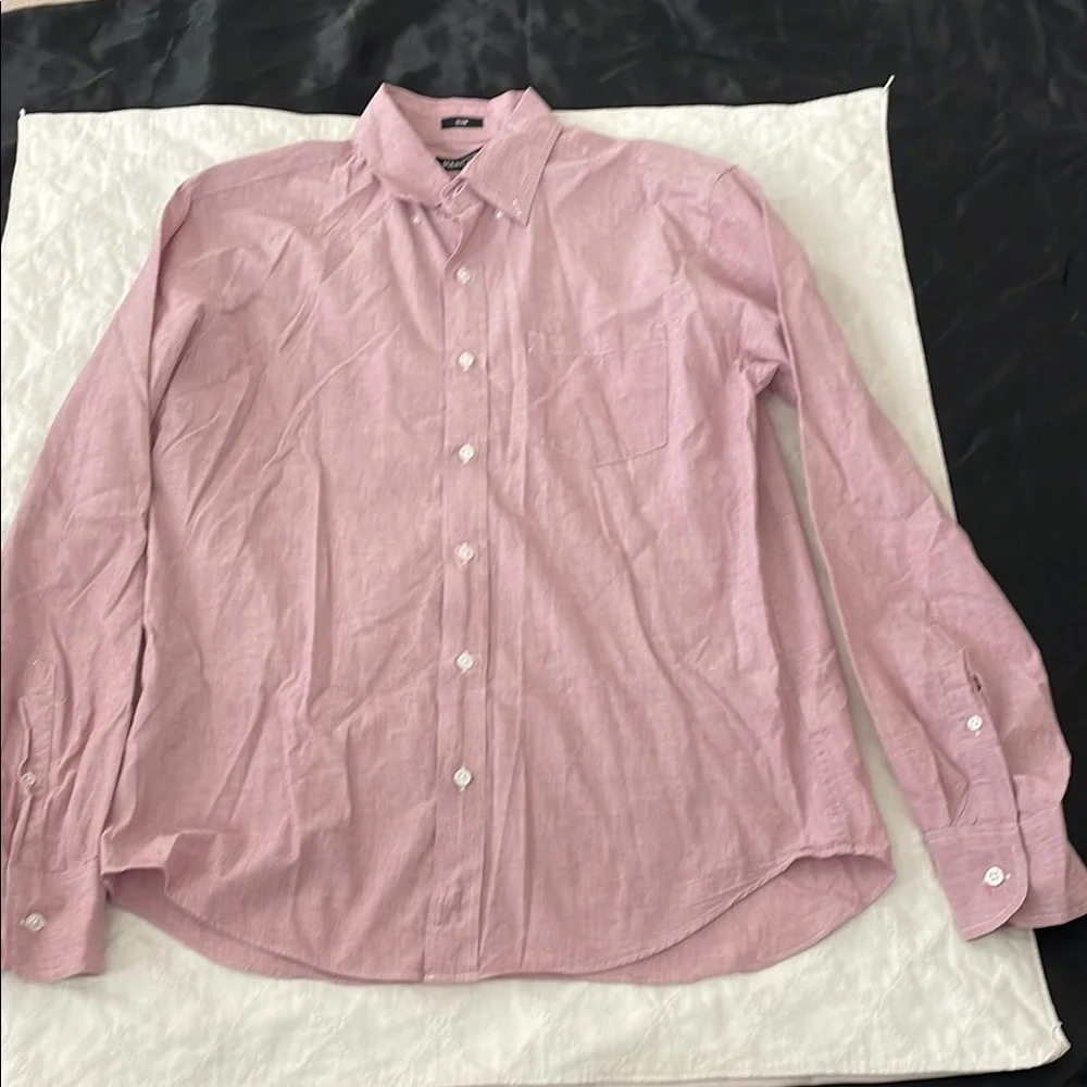 Casual Pink Button Down Shirt with Long Sleeves and Checkered Pattern Slim fit